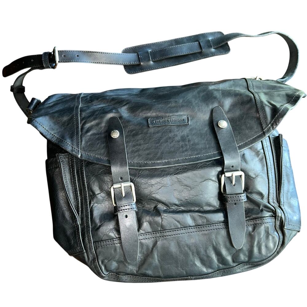 New Frye black leather messenger bag